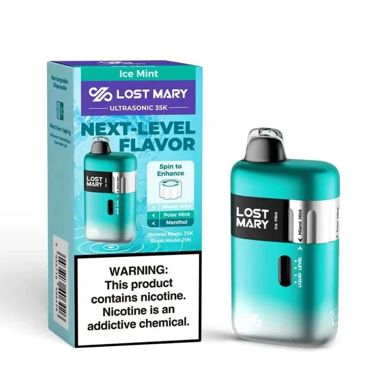 Lost Mary Disposable Vape Ice Mint Lost Mary Ultrasonic 35K Diposable Vape (5%, 35000 Puffs)
