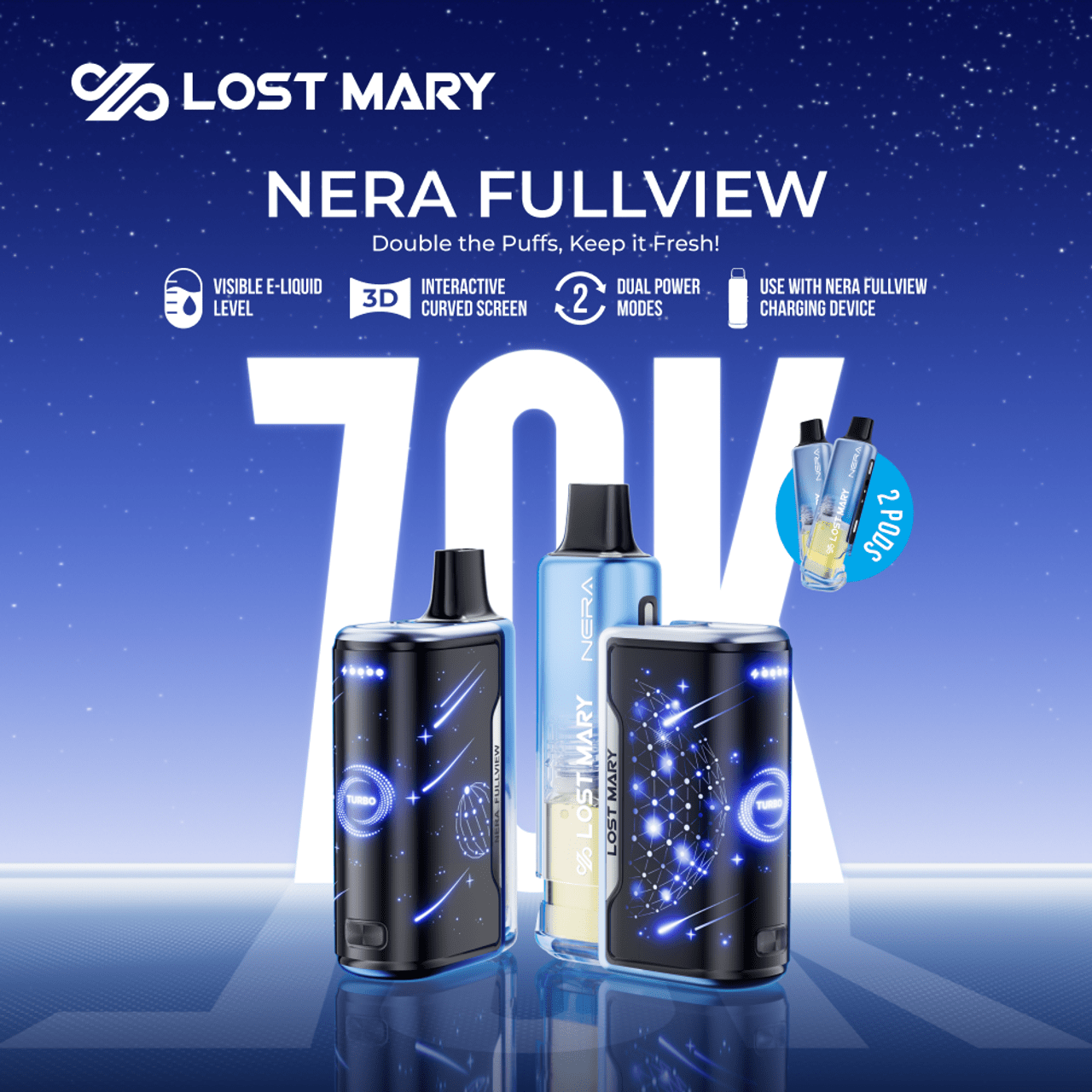 Lost Mary Disposable Vape Lost Mary Nera Fullview 70K Disposable Kit (5%,70000 Puffs)