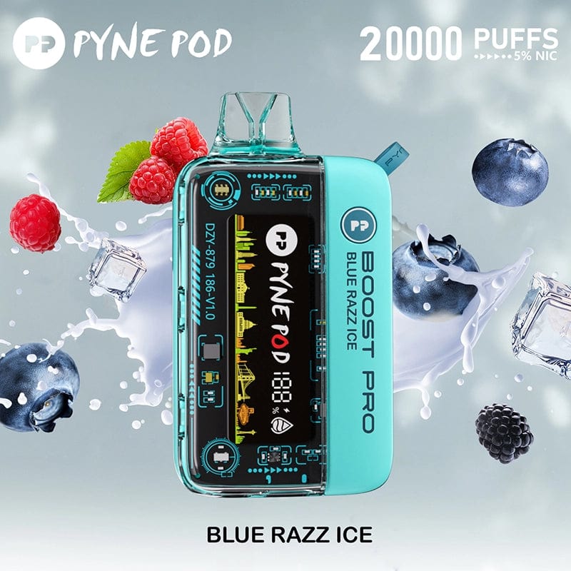 Pyne Pod Disposable Vape Blue Razz Ice Pyne Pod Boost Pro Disposable Vape (5%, 20000 Puffs)