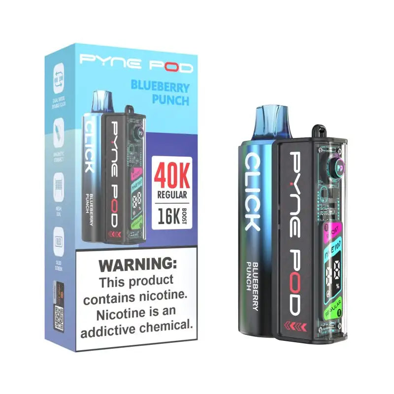 Pyne Pod Disposable Vape Blueberry Punch Pyne Pod Click 40K Disposable Vape Kit (5%, 40000 Puffs)