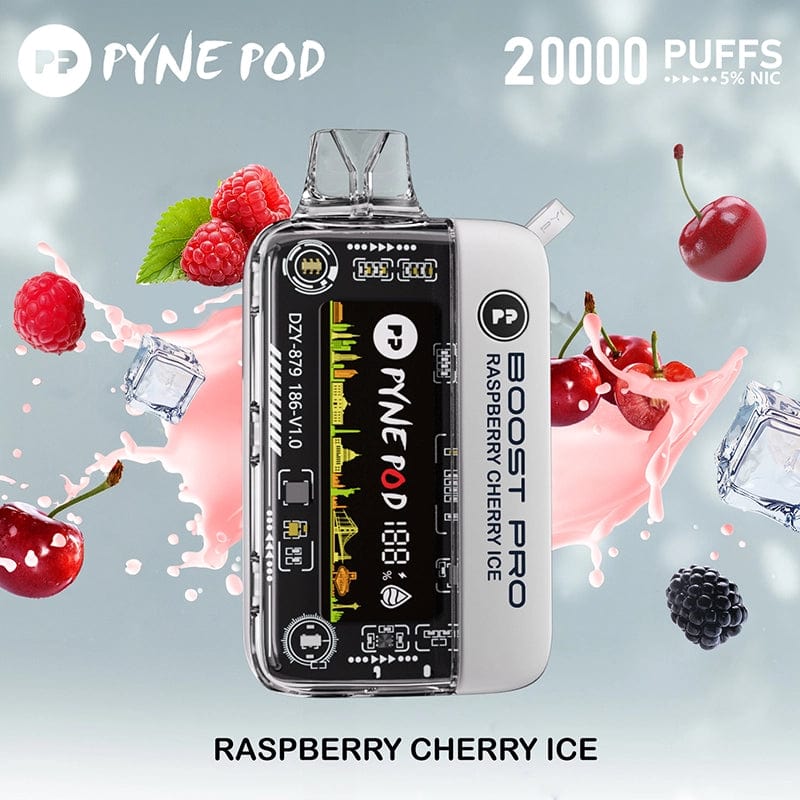 Pyne Pod Disposable Vape Raspberry Cherry Ice Pyne Pod Boost Pro Disposable Vape  (5%, 20000 Puffs)