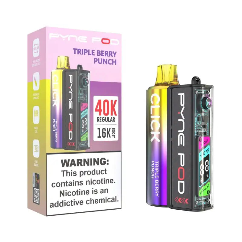 Pyne Pod Disposable Vape Triple Berry Punch. Pyne Pod Click 40K Disposable Vape Kit (5%, 40000 Puffs)