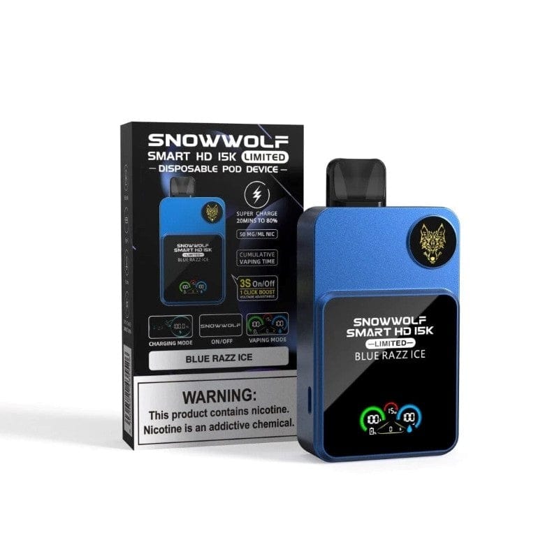 SnowWolf Blue Razz Ice SnowWolf Smart HD 15K Disposable Vape (5%, 15000 Puffs)