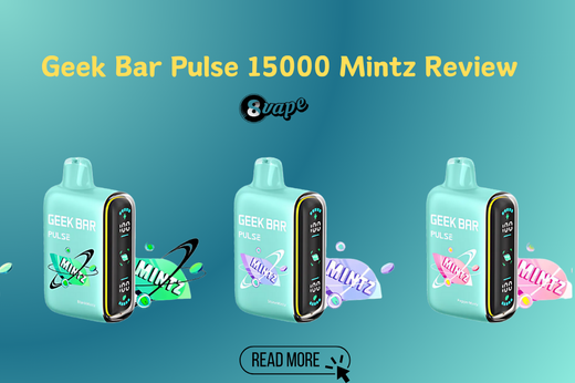 Geek Bar Pulse 15000 Mintz review with three vape devices in different minty designs.