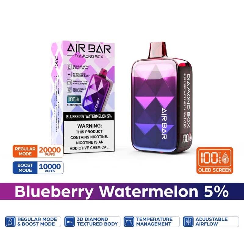 VIHO Disposable Vape Blueberry Watermelon Air Bar Diamond Box 20000 Disposable (5%, 20000 Puffs)