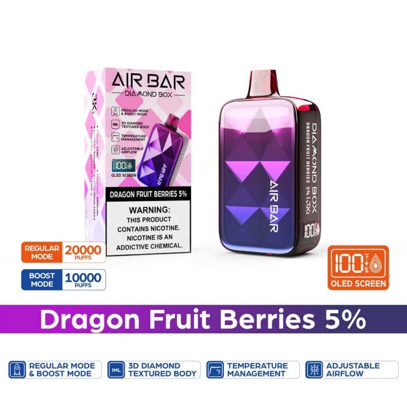 Air Bar Disposable Vape Dragon Fruit Berries Air Bar Diamond Box 20000 Disposable (5%, 20000 Puffs)