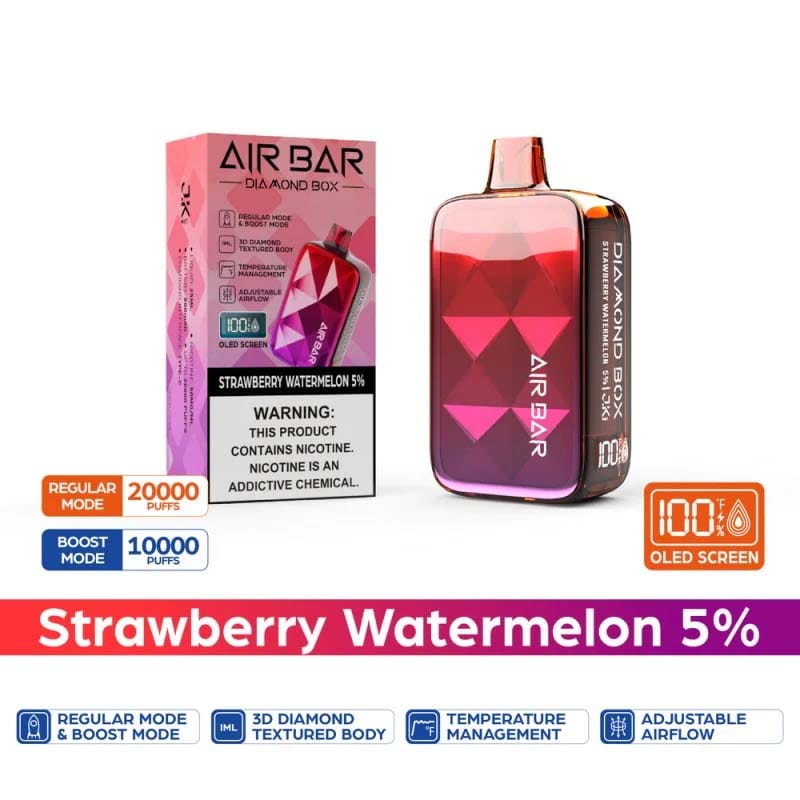 Air Bar Disposable Vape Strawberry Watermelon Air Bar Diamond Box 20000 Disposable (5%, 20000 Puffs)