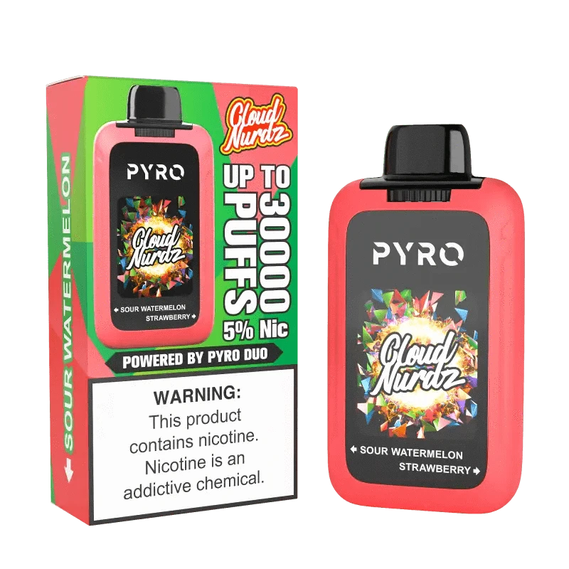 Daddy's Vapor Disposable Vape Sour Watermelon & Strawberry PYRO Duo x Cloud Nurdz 30K Disposable (5%, 30000 Puffs)