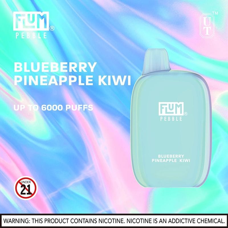 Flum Disposable Vape Blueberry Pineapple Kiwi (April New ) Flum Pebble Disposable Vape (5%, 6000 Puffs)