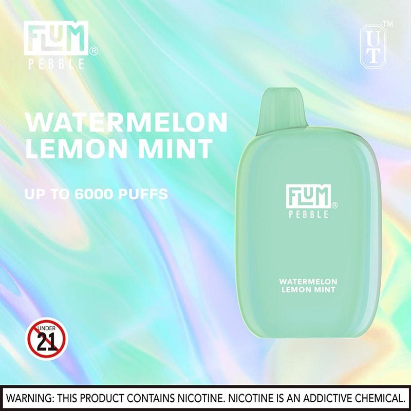Flum Disposable Vape Watermelon Lemon Mint (April New ) Flum Pebble Disposable Vape (5%, 6000 Puffs)