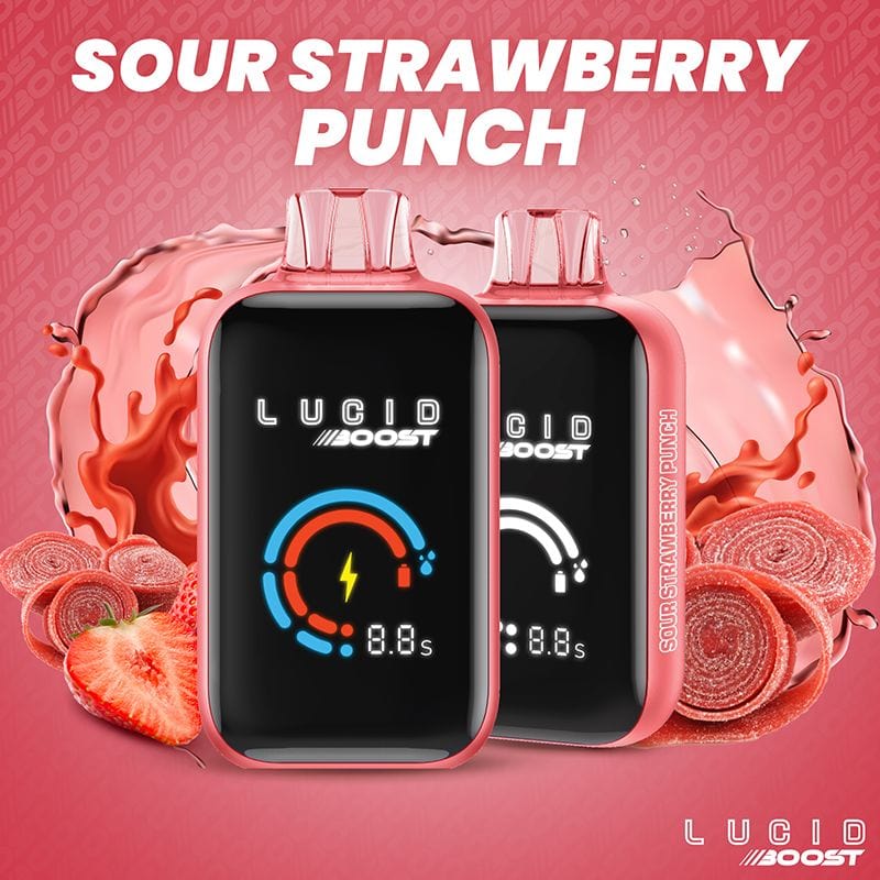 Lucid Air Disposable Vape Sour Strawberry Punch Lucid Boost Disposable Vape (5%, 20123 Puffs)