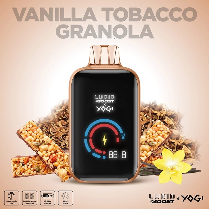 Lucid Air Disposable Vape Vanilla Tobacco - Yogi Lucid Boost Disposable Vape (5%, 20123 Puffs)