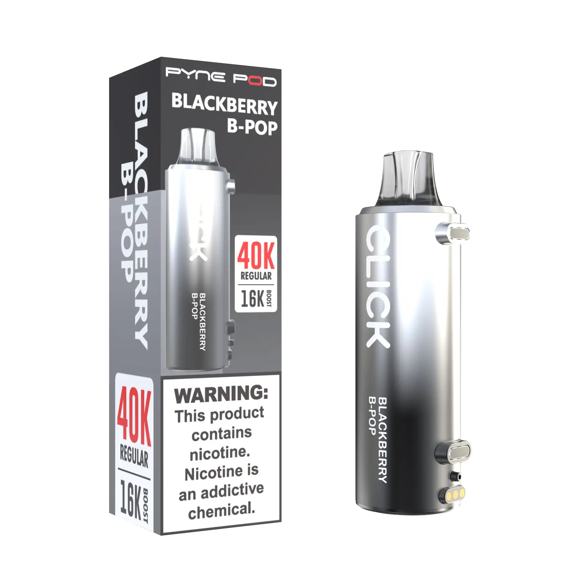 Pyne Pod Disposable Vape Blackberry B-Pop Pyne Pod Click 40K Disposable Vape Pod (5%, 40000 Puffs)