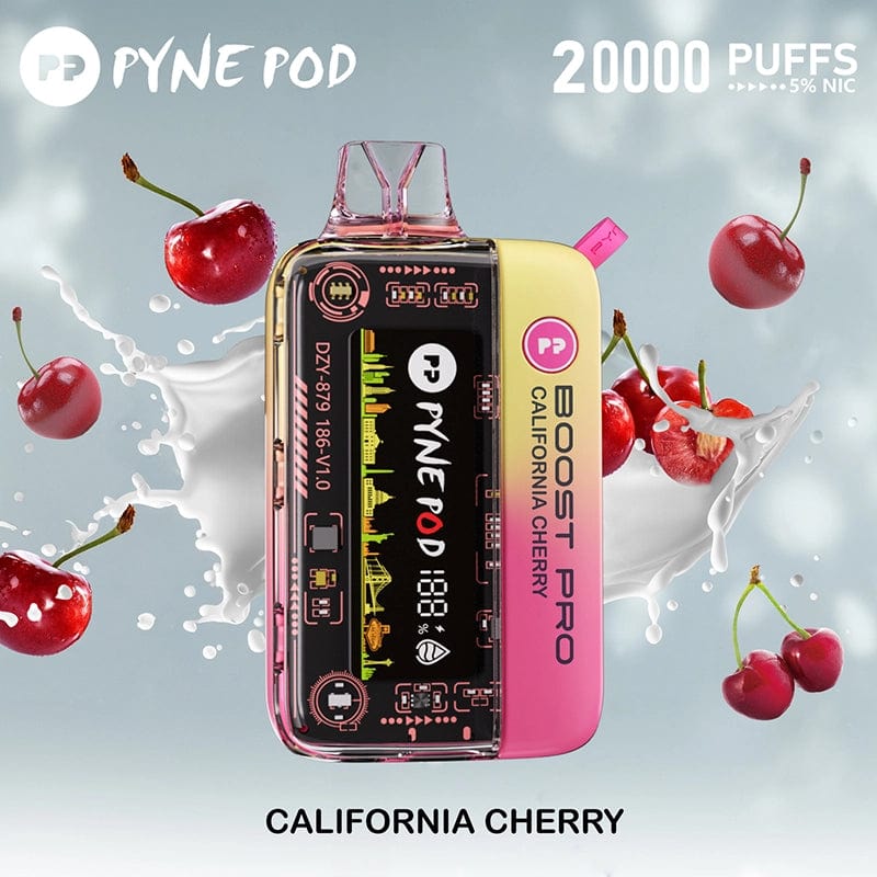 Pyne Pod Disposable Vape California Cherry Pyne Pod Boost Pro Disposable Vape  (5%, 20000 Puffs)