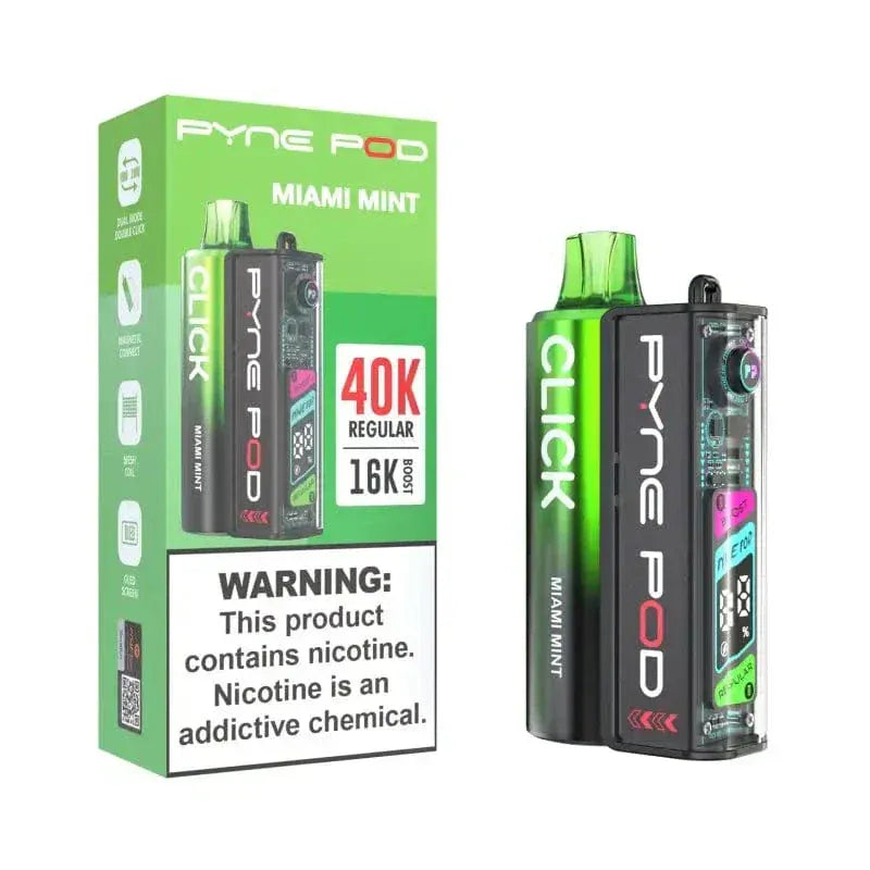 Pyne Pod Miami Mint 🎁 Pyne Pod Click 40K Disposable Vape Kit (5%, 40000 Puffs) (100% off)