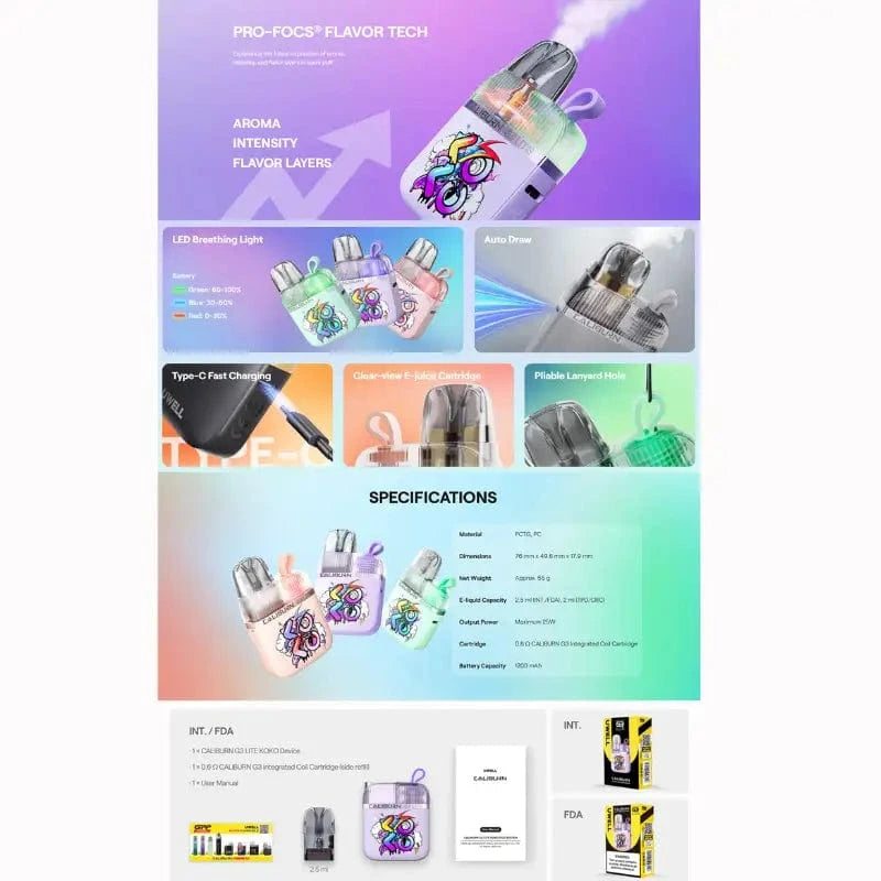 Uwell Pod System Uwell Caliburn G3 Lite KOKO 25W Pod Kit
