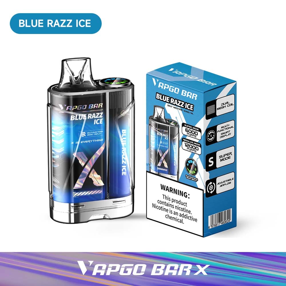 VAPGO BAR Disposable Vape Blue Razz Ice VAPGO BAR X 12K Disposable Vape  (5%, 12000 Puffs)