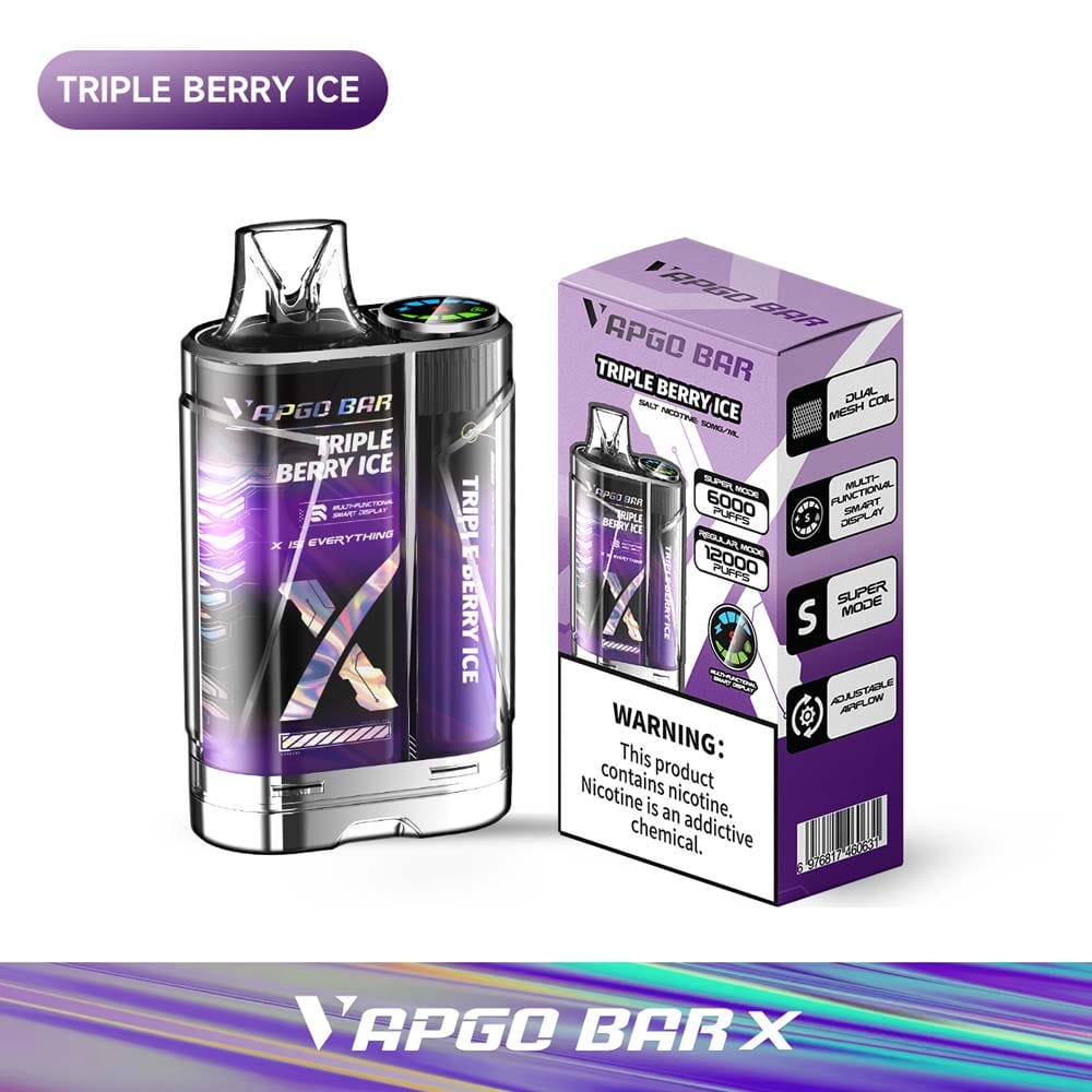 VAPGO BAR Disposable Vape Triple Berry Ice VAPGO BAR X 12K Disposable Vape  (5%, 12000 Puffs)