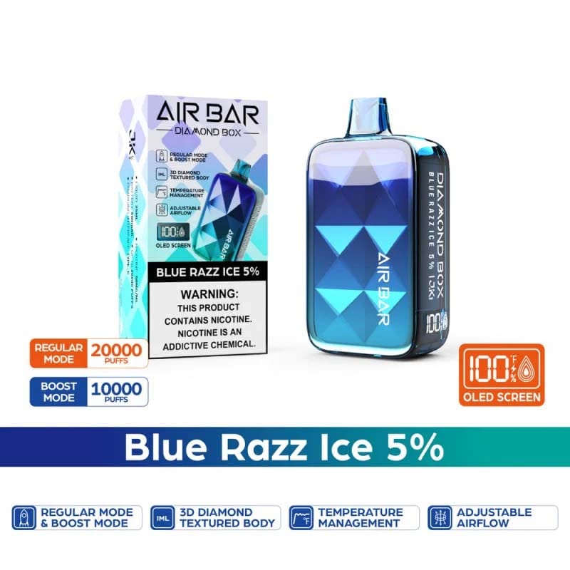 VIHO Disposable Vape Blue Razz Ice Air Bar Diamond Box 20000 Disposable (5%, 20000 Puffs)