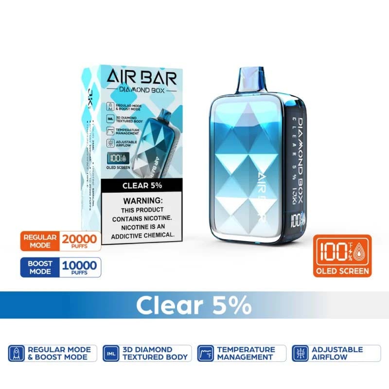 VIHO Disposable Vape Clear Air Bar Diamond Box 20000 Disposable (5%, 20000 Puffs)