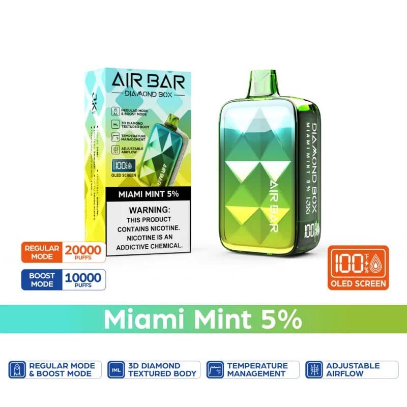 VIHO Disposable Vape Miami Mint Air Bar Diamond Box 20000 Disposable (5%, 20000 Puffs)