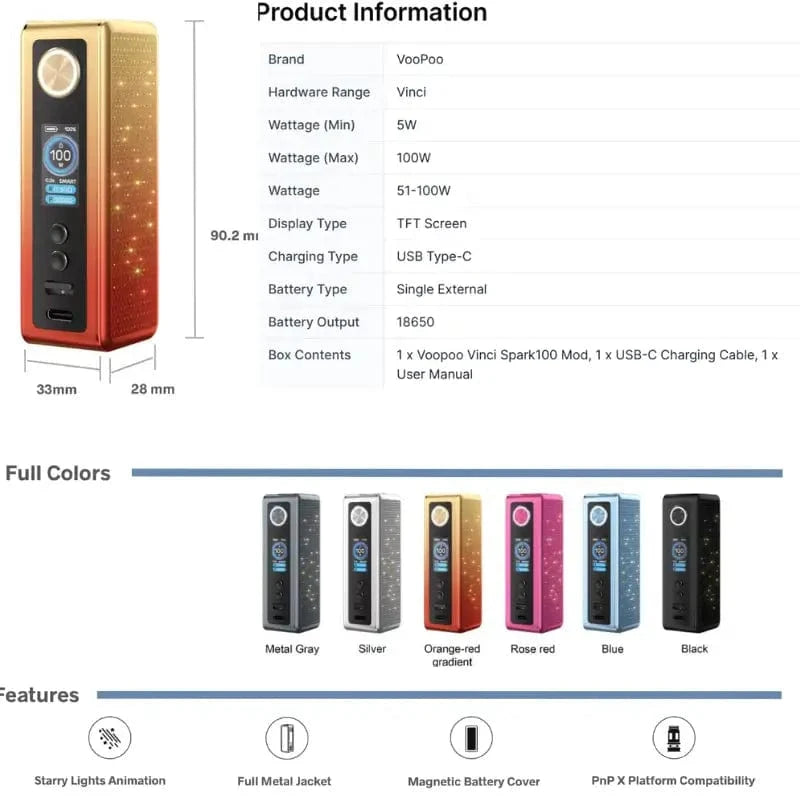 VOOPOO Mods VOOPOO VINCI Spark100 Mod