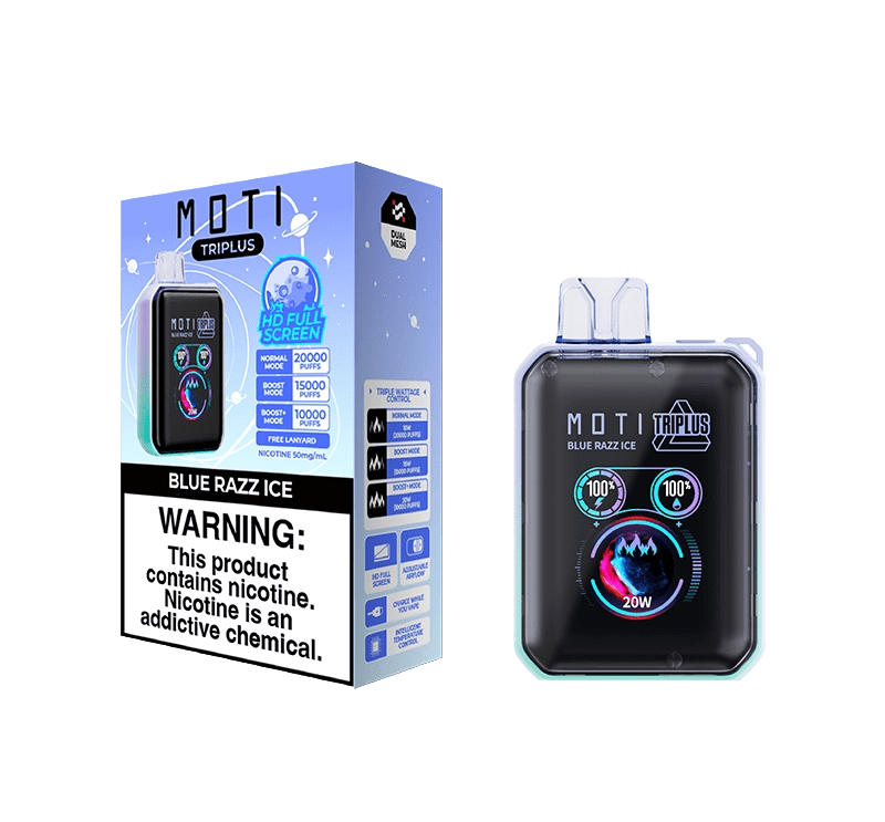 MOTI Triplus 20K Disposable Vape Blue Razz Ice Flavor