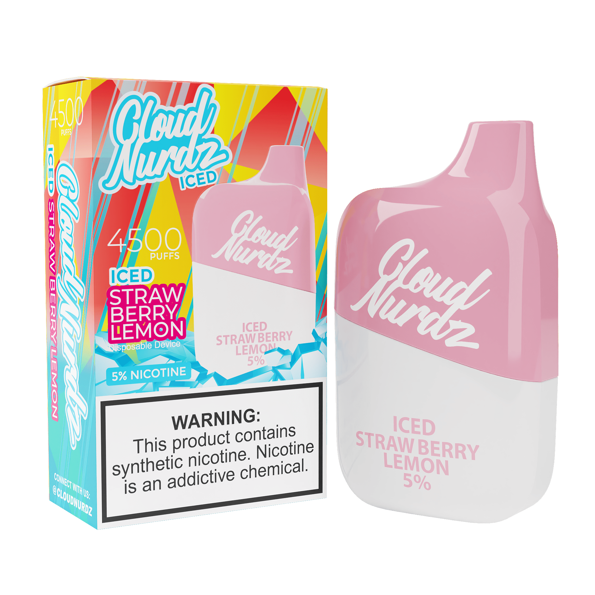 Cloud Nurdz Disposable Vape Strawberry Lemon Iced Cloud Nurdz 4500 Disposable Vape (5%, 4500 Puffs)
