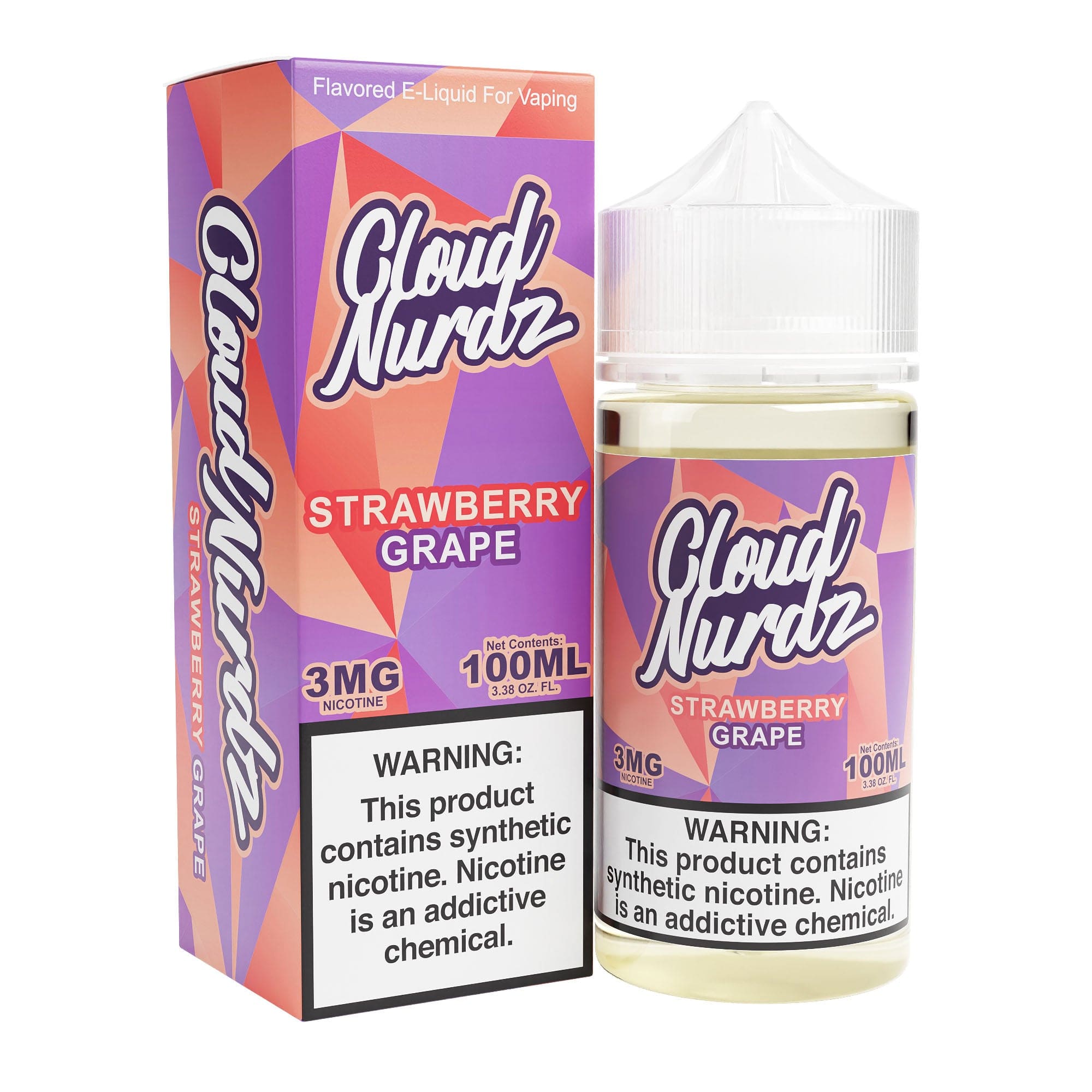 Cloud Nurdz Juice Cloud Nurdz Grape Strawberry Synthetic Nic 100ml Vape Juice
