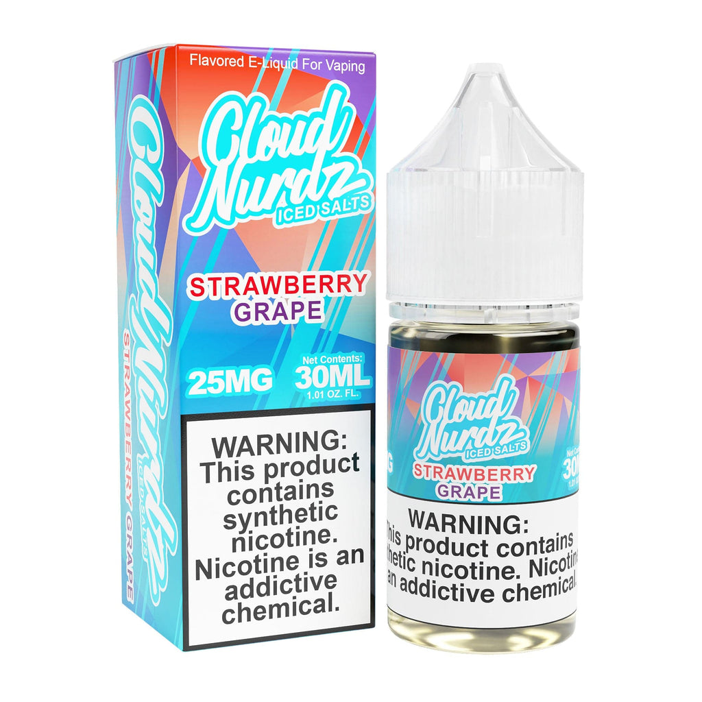 Cloud Nurdz Juice Grape Strawberry Iced 30ml TF Nic Salt Vape Juice - Cloud Nurdz