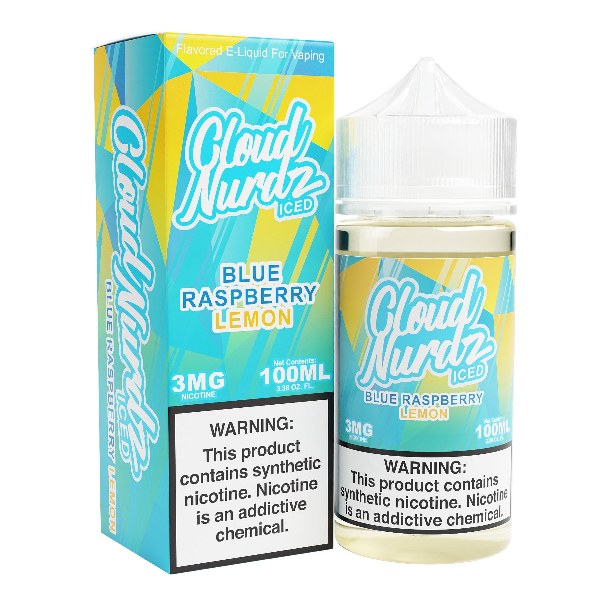 Cloud Nurdz Juice Iced Blue Raspberry Lemon 100ml Synthetic Nic Vape Juice - Cloud Nurdz