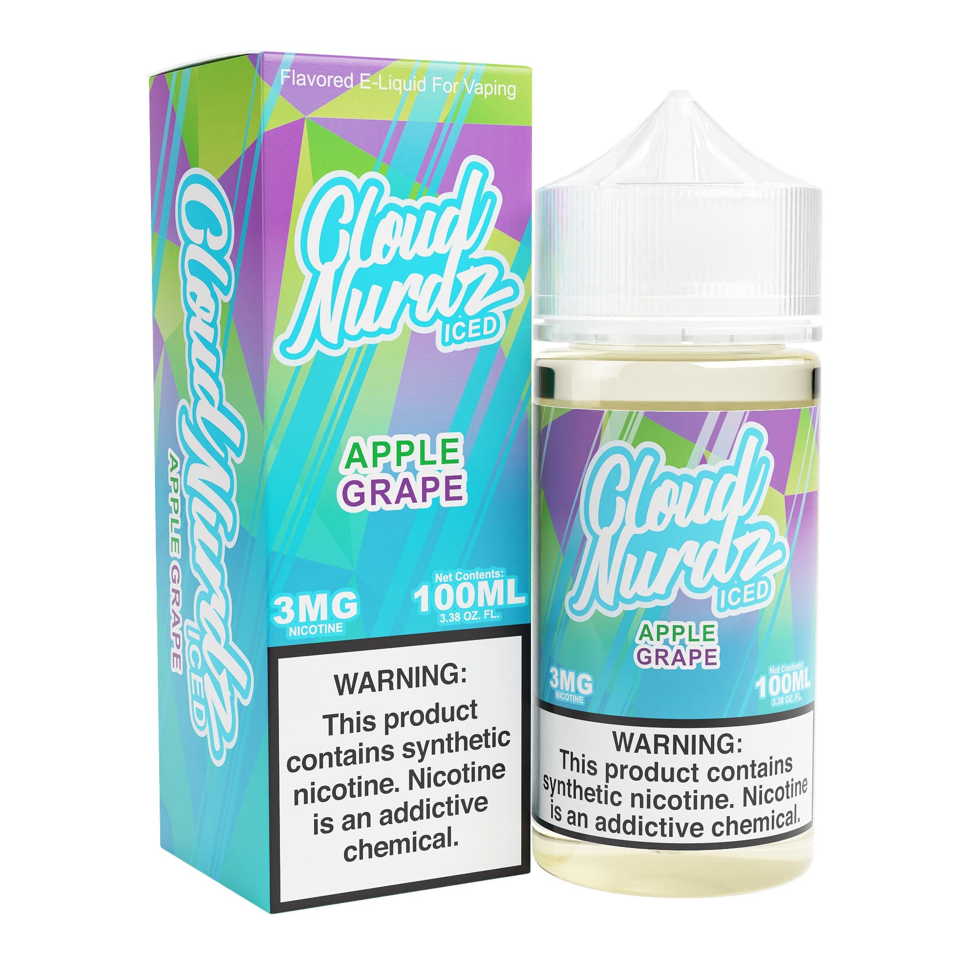 Cloud Nurdz Juice Iced Grape Apple 100ml Synthetic Nic Vape Juice - Cloud Nurdz