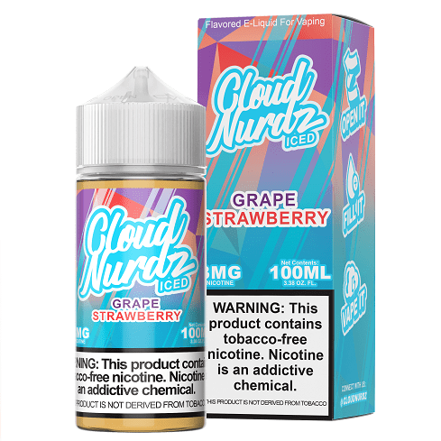 Cloud Nurdz Juice Iced Grape Strawberry 100ml Synthetic Nic Vape Juice - Cloud Nurdz