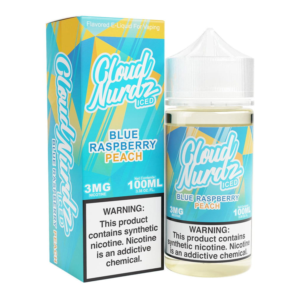 Cloud Nurdz Juice Iced Peach Blue Raspberry 100ml Synthetic Nic Vape Juice - Cloud Nurdz