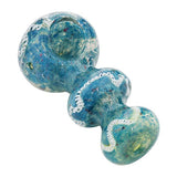 Eightvape Alternatives Blue Silver Fumed Glass Hand Pipe w/ Ribbon Accents