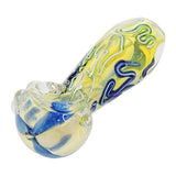Eightvape Alternatives Fumed Glass Hand Pipe w/ Blue & Yellow Color