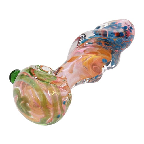 Eightvape Alternatives Fumed Pink Glass Spoon Pipe w/ Color Accents & Marbles