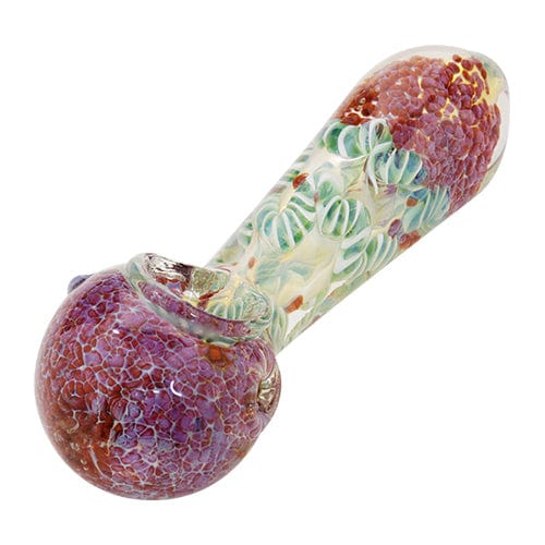 Eightvape Alternatives Purple & Green Glass Spoon Hand Pipe w/ Snaked Accents