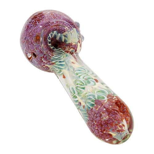 Eightvape Alternatives Purple & Green Glass Spoon Hand Pipe w/ Snaked Accents