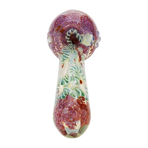 Eightvape Alternatives Purple & Green Glass Spoon Hand Pipe w/ Snaked Accents