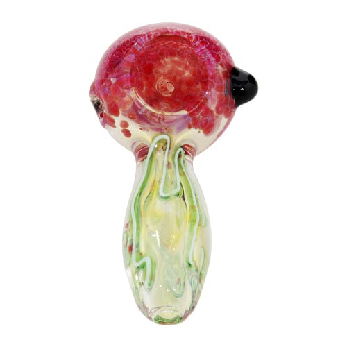 Eightvape Alternatives Red & Green Glass Hand 420 Pipe w/ Spiral Accents