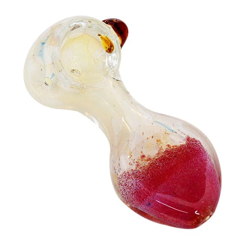 Eightvape Alternatives Silver Fumed Glass Hand Pipe w/ Pink & White Color