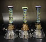 Himalayan Creation Alternatives 8" Handmade Glass Beaker Bong w/ Fumed & Wig-Wag Accents