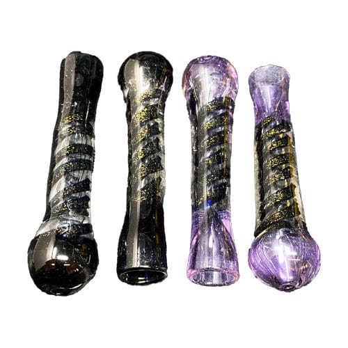Himalayan Creation Alternatives Black/Purple Handmade Glass Chillum w/ Dichro Accents