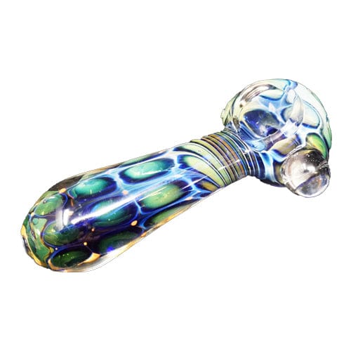 Himalayan Creation Alternatives Blue Turquoise Handmade Glass Hand Pipe w/ Fumed Accents