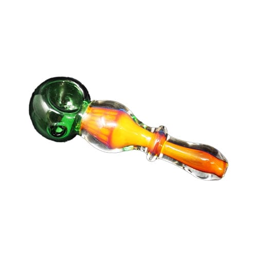 Himalayan Creation Alternatives Fumed Handmade Glass Hand Pipe w/ Rasta Color Accents
