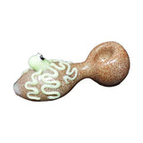 Himalayan Creation Alternatives Gold Handmade Glass Hand Pipe w/ UV Octopus Accent