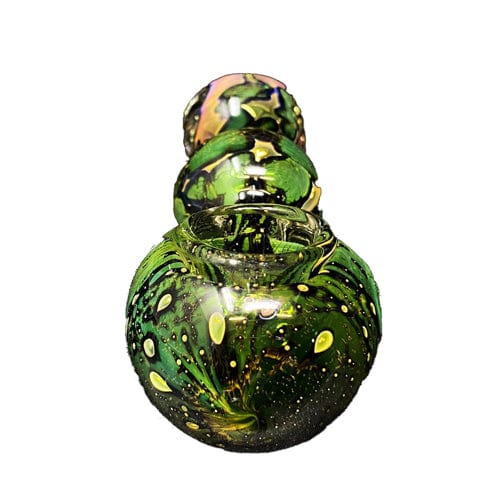 Himalayan Creation Alternatives Green Handmade Glass Hand Pipe w/ Gold Accents
