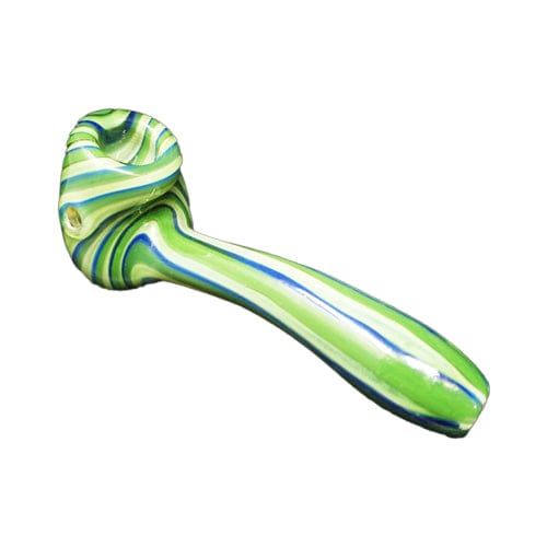 Himalayan Creation Alternatives Green Handmade Glass Sherlock Pipe w/ Striped Accent