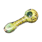 Himalayan Creation Alternatives Green & Yellow Handmade Glass Hand Pipe w/ Marble Accents